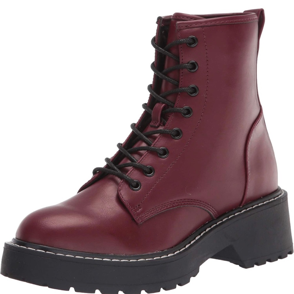 Madden Girl Carra Combat Boot 9.5 Burgundy Paris